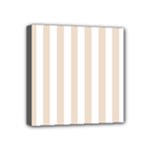 Vertical Stripes - White and Almond Brown Mini Canvas 4  x 4  (Stretched)