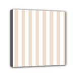 Vertical Stripes - White and Almond Brown Mini Canvas 6  x 6  (Stretched)