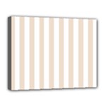 Vertical Stripes - White and Almond Brown Canvas 14  x 11  (Stretched)