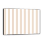 Vertical Stripes - White and Almond Brown Canvas 18  x 12  (Stretched)