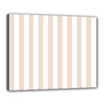 Vertical Stripes - White and Almond Brown Canvas 20  x 16  (Stretched)