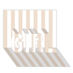 Vertical Stripes - White and Almond Brown GIRL 3D Greeting Card (7x5)