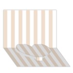 Vertical Stripes - White and Almond Brown Heart Bottom 3D Greeting Card (7x5)