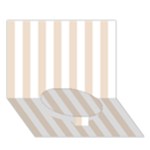 Vertical Stripes - White and Almond Brown Circle Bottom 3D Greeting Card (7x5)