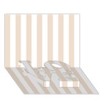 Vertical Stripes - White and Almond Brown LOVE Bottom 3D Greeting Card (7x5)