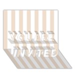 Vertical Stripes - White and Almond Brown YOU ARE INVITED 3D Greeting Card (7x5)