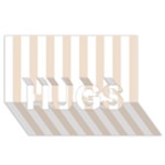 Vertical Stripes - White and Almond Brown HUGS 3D Greeting Card (8x4)