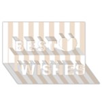Vertical Stripes - White and Almond Brown Best Wish 3D Greeting Card (8x4)