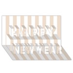 Vertical Stripes - White and Almond Brown Happy New Year 3D Greeting Card (8x4)