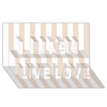 Vertical Stripes - White and Almond Brown Laugh Live Love 3D Greeting Card (8x4)
