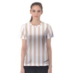 Vertical Stripes - White and Pastel Brown Women s Sport Mesh Tee