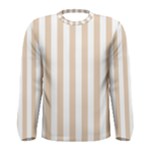 Vertical Stripes - White and Pastel Brown Men s Long Sleeve T-shirt