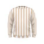 Vertical Stripes - White and Pastel Brown Kid s Sweatshirt