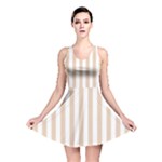Vertical Stripes - White and Pastel Brown Reversible Skater Dress