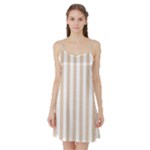 Vertical Stripes - White and Pastel Brown Satin Night Slip
