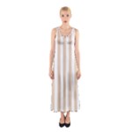 Vertical Stripes - White and Pastel Brown Full Print Maxi Dress