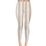 Vertical Stripes - White and Pastel Brown Women s Leggings