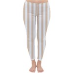 Vertical Stripes - White and Pastel Brown Winter Leggings