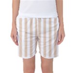 Vertical Stripes - White and Pastel Brown Women s Basketball Shorts