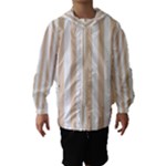 Vertical Stripes - White and Pastel Brown Hooded Wind Breaker (Kids)