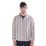 Vertical Stripes - White and Pastel Brown Wind Breaker (Men)