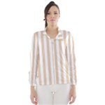 Vertical Stripes - White and Pastel Brown Wind Breaker (Women)