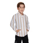 Vertical Stripes - White and Pastel Brown Wind Breaker (Kids)
