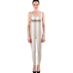 Vertical Stripes - White and Pastel Brown OnePiece Catsuit
