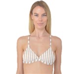 Vertical Stripes - White and Pastel Brown Reversible Tri Bikini Top
