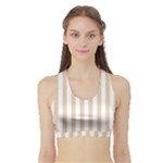 Vertical Stripes - White and Pastel Brown Women s Sports Bra with Border