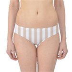 Vertical Stripes - White and Pastel Brown Hipster Bikini Bottoms