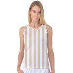 Vertical Stripes - White and Pastel Brown Women s Basketball Tank Top
