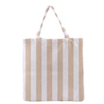 Vertical Stripes - White and Pastel Brown Grocery Tote Bag