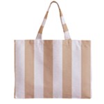 Vertical Stripes - White and Pastel Brown Zipper Mini Tote Bag