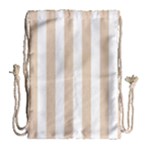 Vertical Stripes - White and Pastel Brown Drawstring Bag (Large)