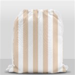 Vertical Stripes - White and Pastel Brown Drawstring Bag (Small)