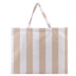 Vertical Stripes - White and Pastel Brown Zipper Large Tote Bag
