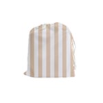 Vertical Stripes - White and Pastel Brown Drawstring Pouch (M)