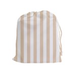 Vertical Stripes - White and Pastel Brown Drawstring Pouch (XL)