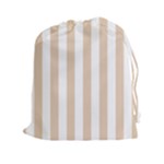 Vertical Stripes - White and Pastel Brown Drawstring Pouch (XXl)