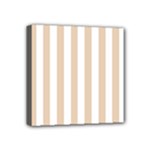 Vertical Stripes - White and Pastel Brown Mini Canvas 4  x 4  (Stretched)