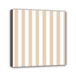 Vertical Stripes - White and Pastel Brown Mini Canvas 6  x 6  (Stretched)