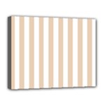 Vertical Stripes - White and Pastel Brown Canvas 14  x 11  (Stretched)