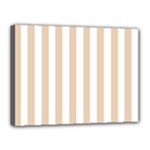Vertical Stripes - White and Pastel Brown Canvas 16  x 12  (Stretched)