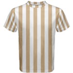 Vertical Stripes - White and Tan Brown Men s Cotton Tee