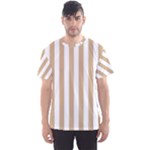 Vertical Stripes - White and Tan Brown Men s Sport Mesh Tee