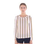 Vertical Stripes - White and Tan Brown Women s Long Sleeve T-shirt
