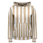 Vertical Stripes - White and Tan Brown Women s Pullover Hoodie