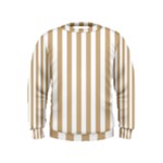 Vertical Stripes - White and Tan Brown Kid s Sweatshirt