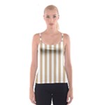 Vertical Stripes - White and Tan Brown Spaghetti Strap Top